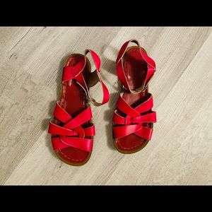 Red salt water sandals